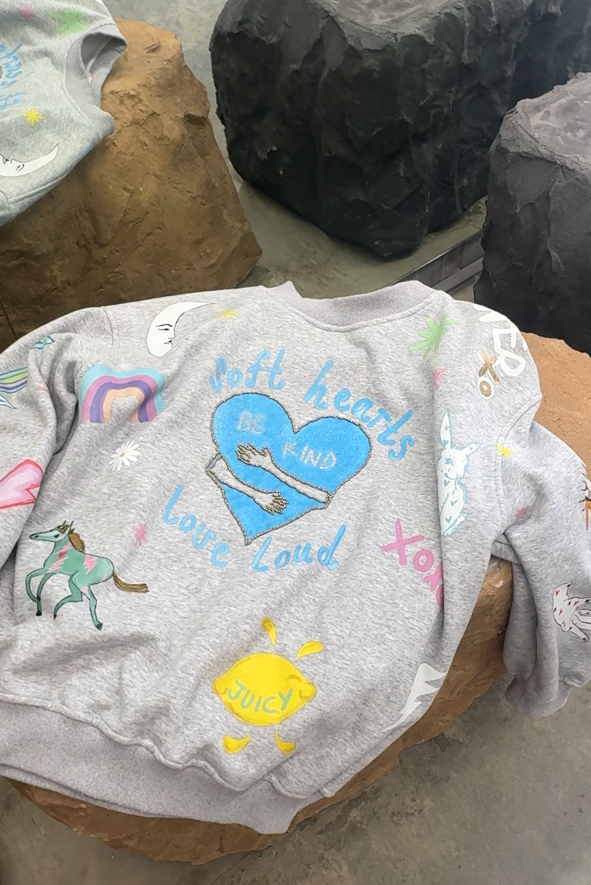 Soft Hearts Blue + Grey Jumper