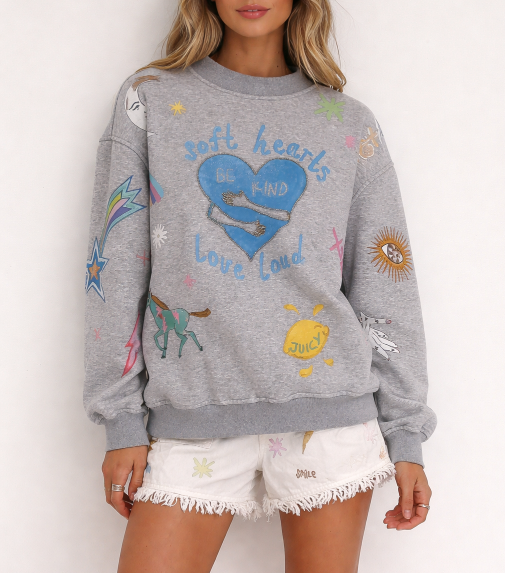Soft Hearts Grey Jumper