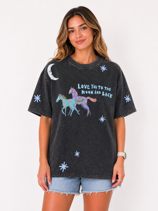 LOVE YOU TO THE 🌙 Acid Wash Tee