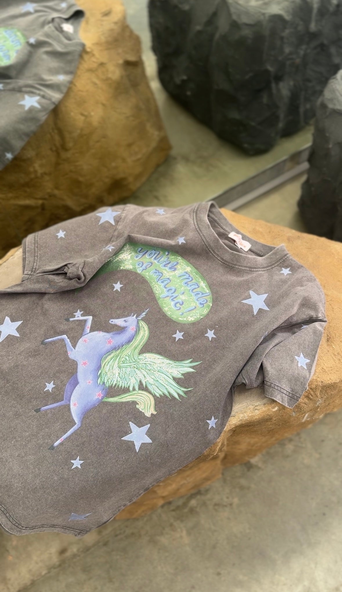 YOU’RE MADE OF MAGIC Acid Wash Grey Tee