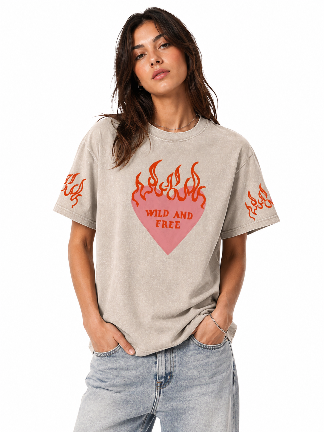 WILD + FREE Ivory Acid Wash Tee