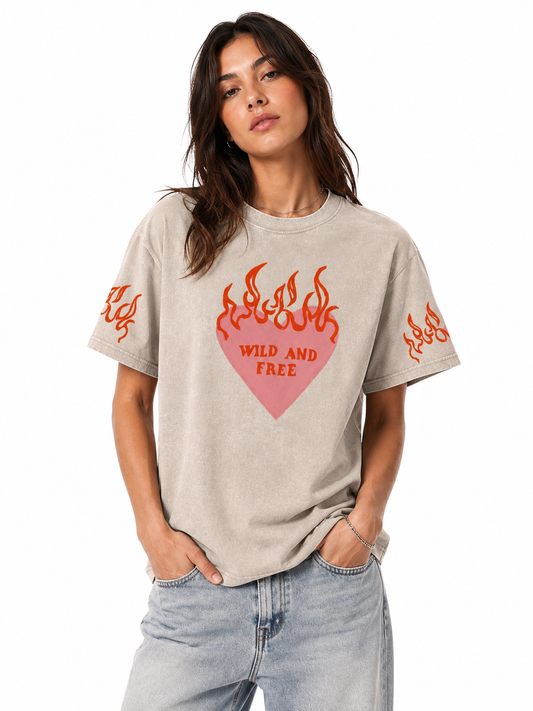 WILD + FREE Ivory Acid Wash Tee