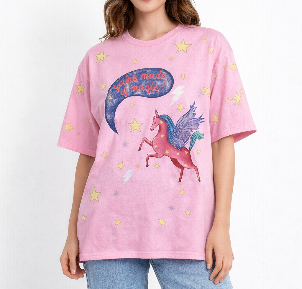 Unicorn Magic light pink oversized Tee