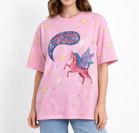 Unicorn Magic light pink oversized Tee