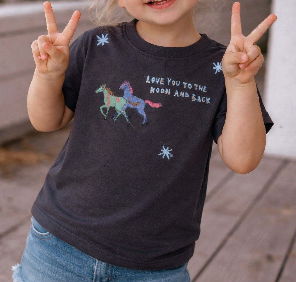 Bubs “love you to the Moon” Tee in Charcoal