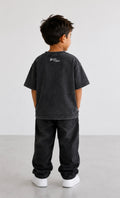 Junior Acid Wash Tee in Black Logo