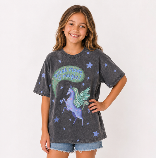 Junior Acid Wash Matching Tee Magic Grey