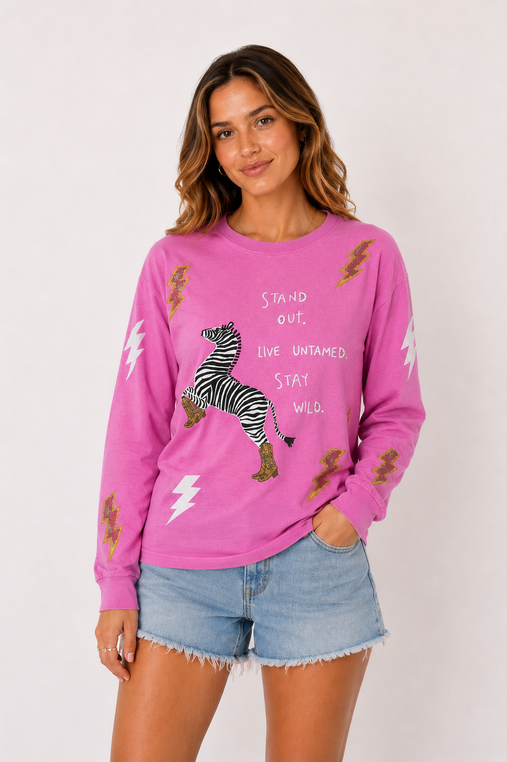Untamed Acid Wash long sleeve Tee