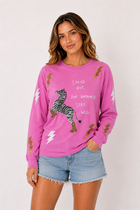 Untamed Acid Wash long sleeve Tee