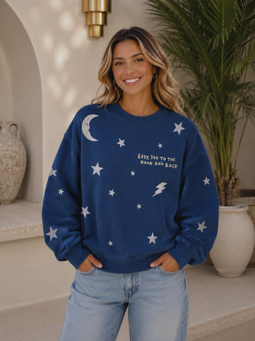 Moon and Back Navy Jumper
