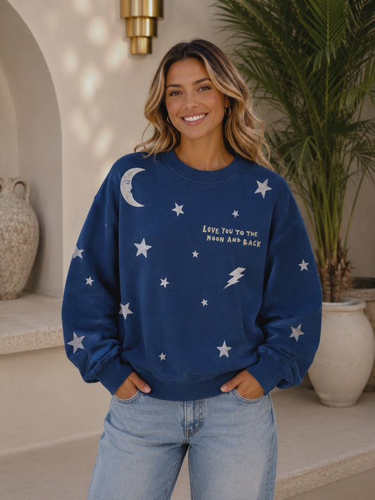 Moon and Back Navy Jumper