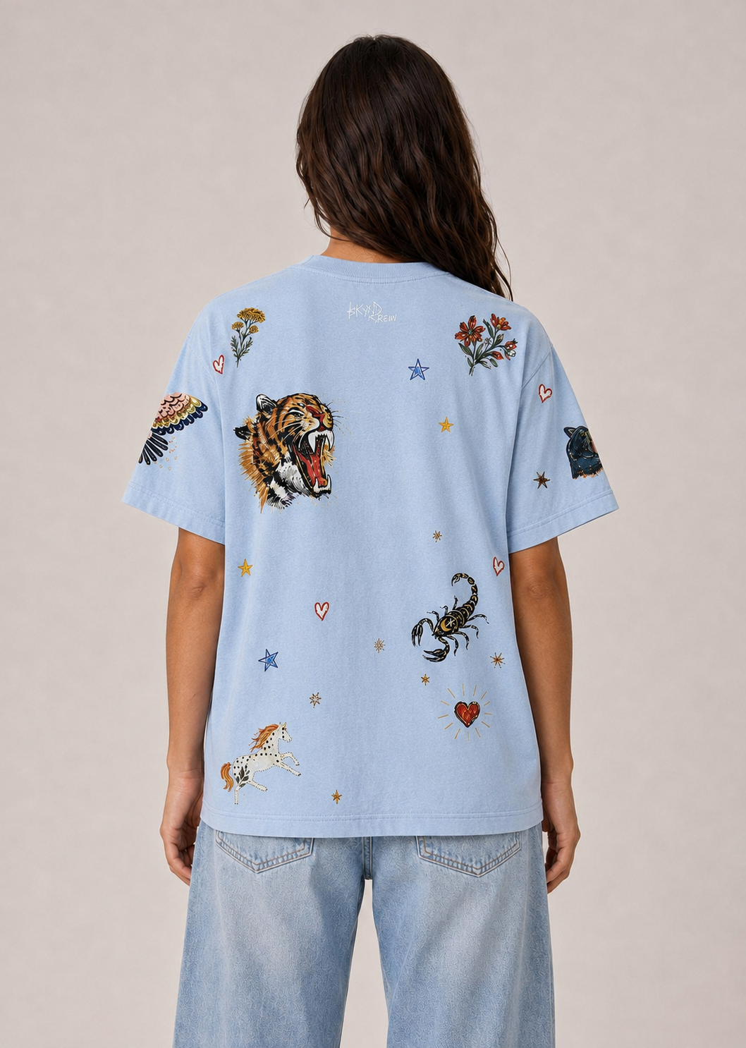 L’ Amour Light Blue Acid Wash Tee