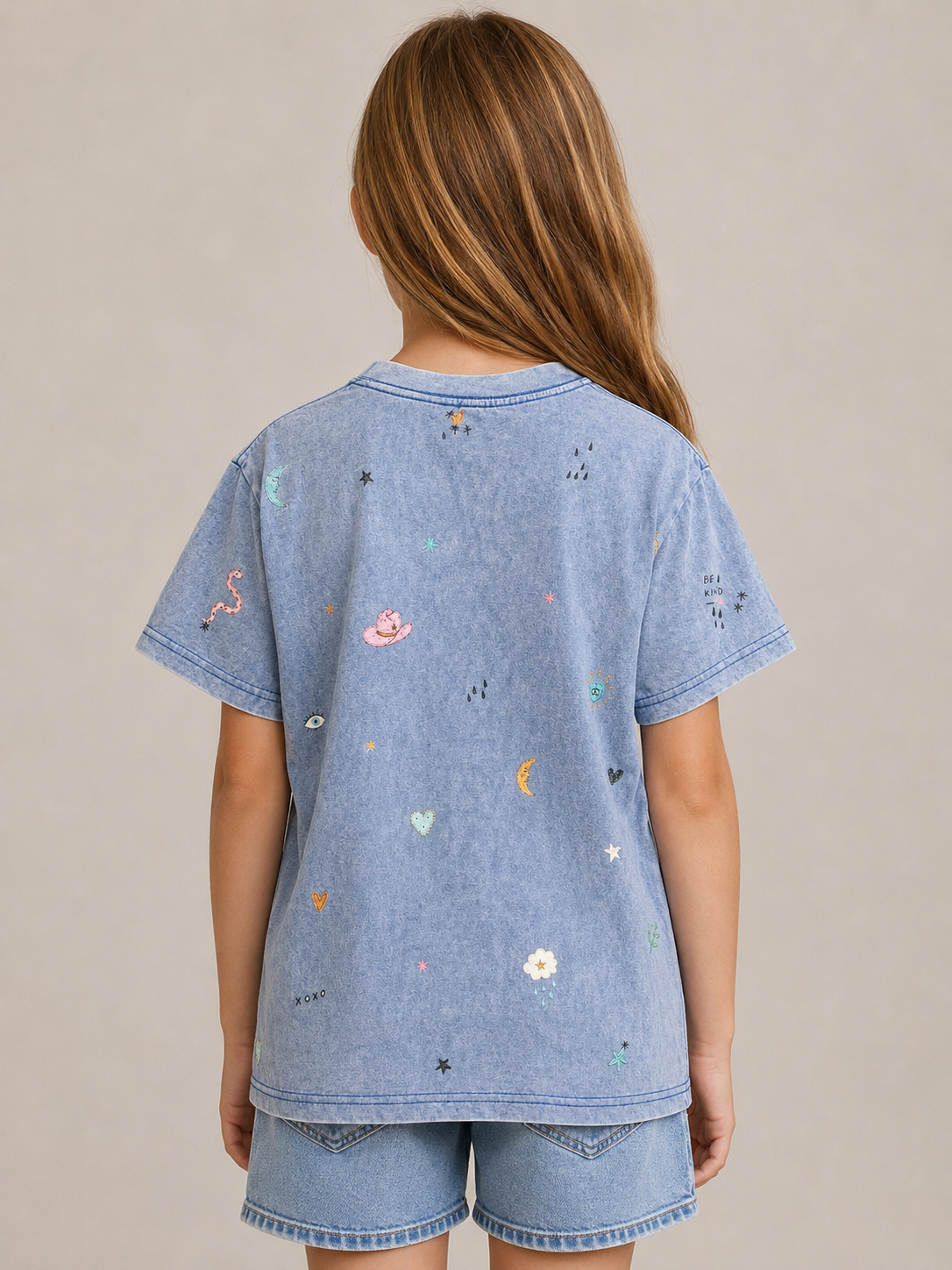 Junior KINDNESS Blue Acid Wash Tee