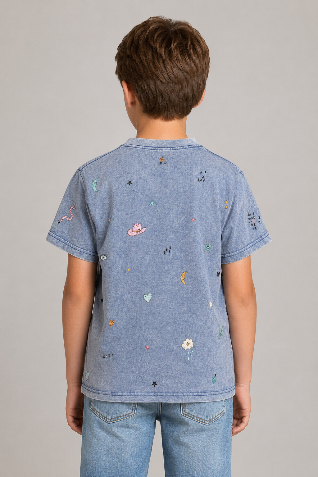 Junior KINDNESS Blue Acid Wash Tee