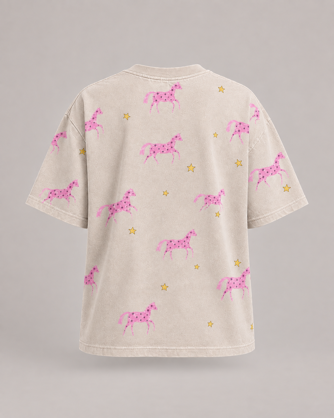 Junior HORSING AROUND Biege Acid Wash Tee
