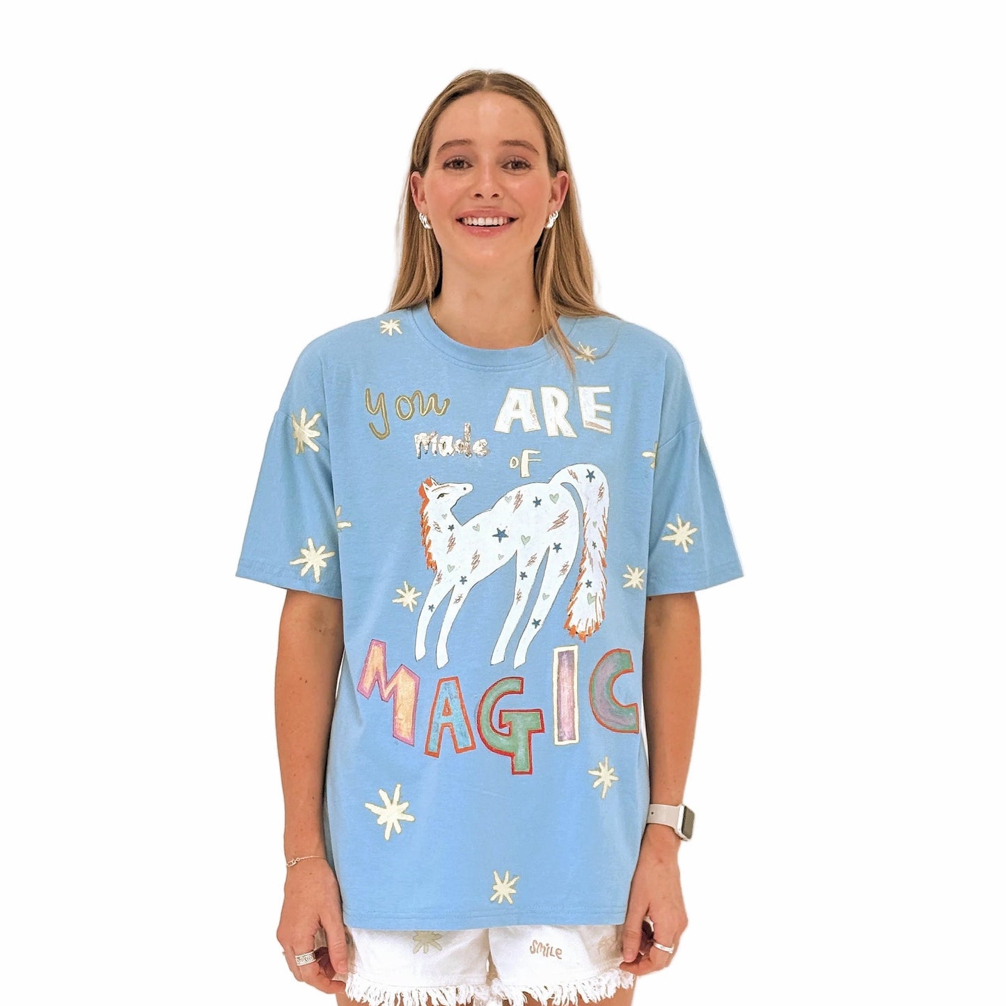 YOU ARE MADE OF MAGIC Oversized Light Blue Tee