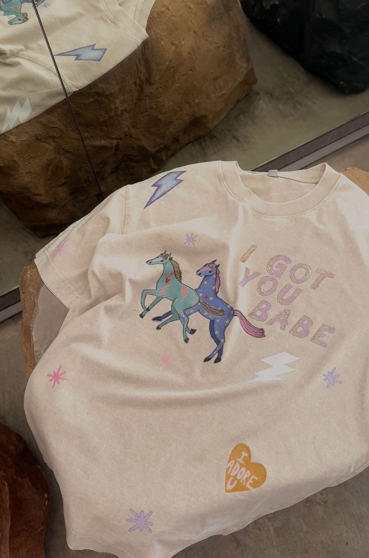 I GOT YOU BABE Ivory Acid Wash Tee