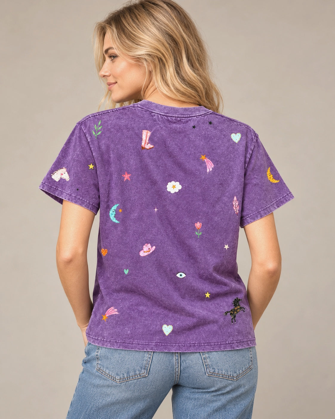 Kind Hearts Purple Acid Wash Tee