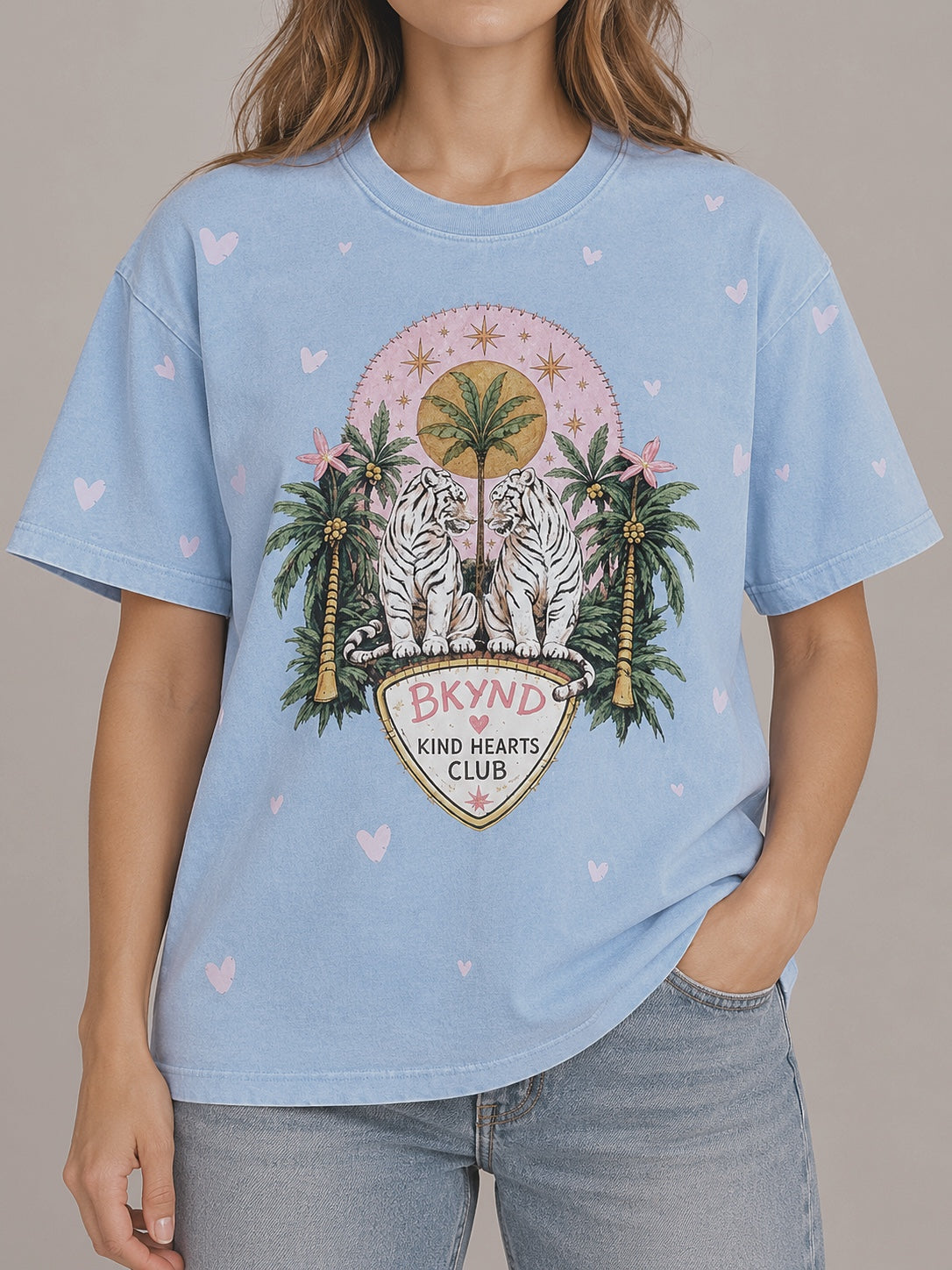 BKYND club Light Blue Acid Wash Tee
