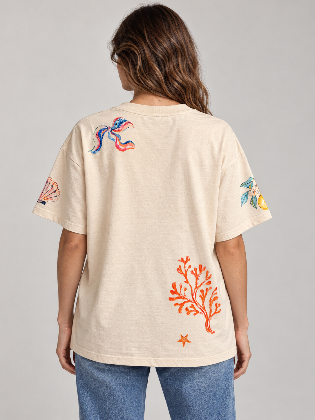 A little wild peach beige Acid Wash Tee