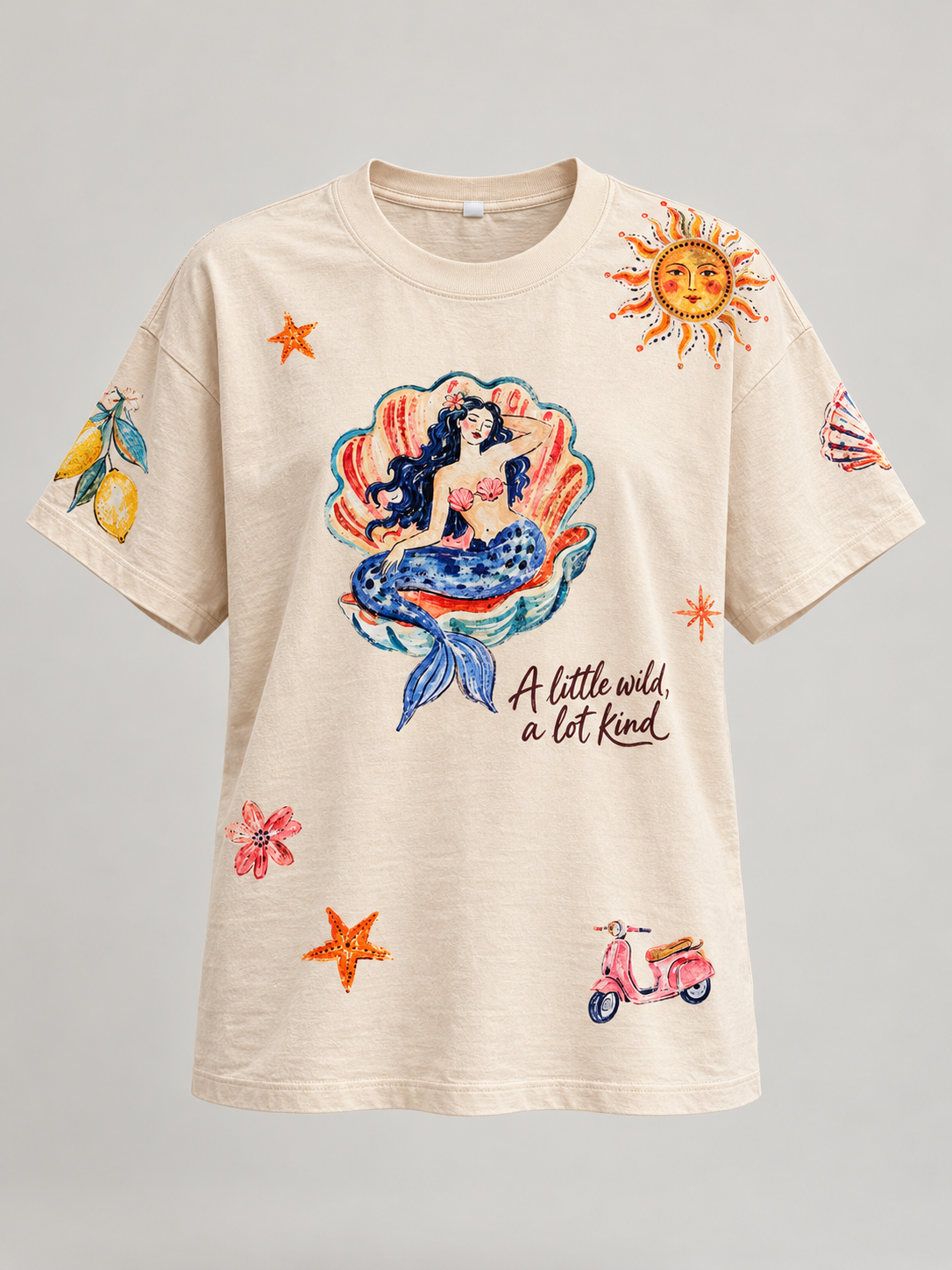 A little wild peach beige Acid Wash Tee