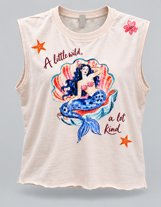 “A little wild” lemon beige muscle singlet