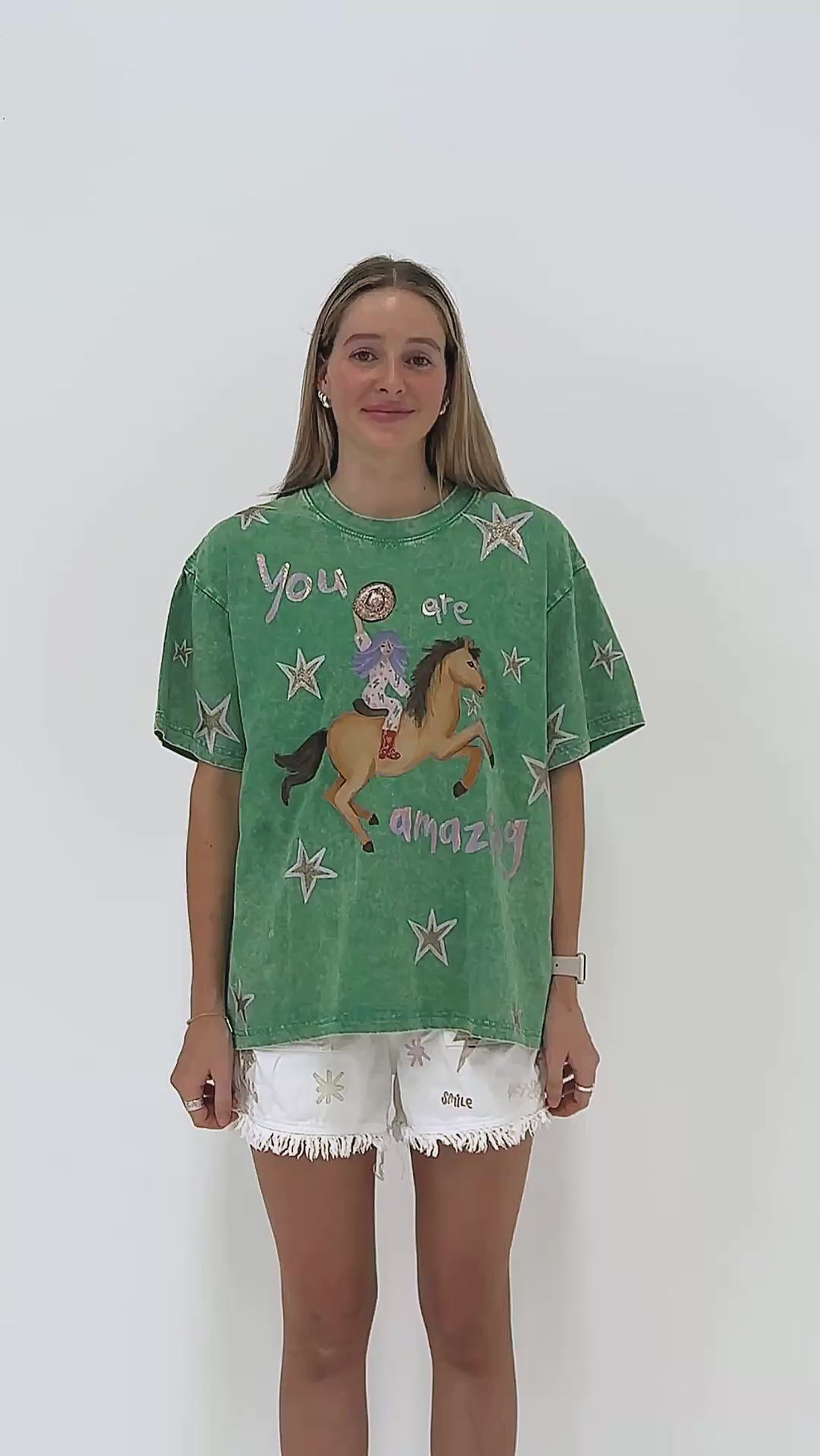 YOU ARE AMAZING Acid Wash Green Tee