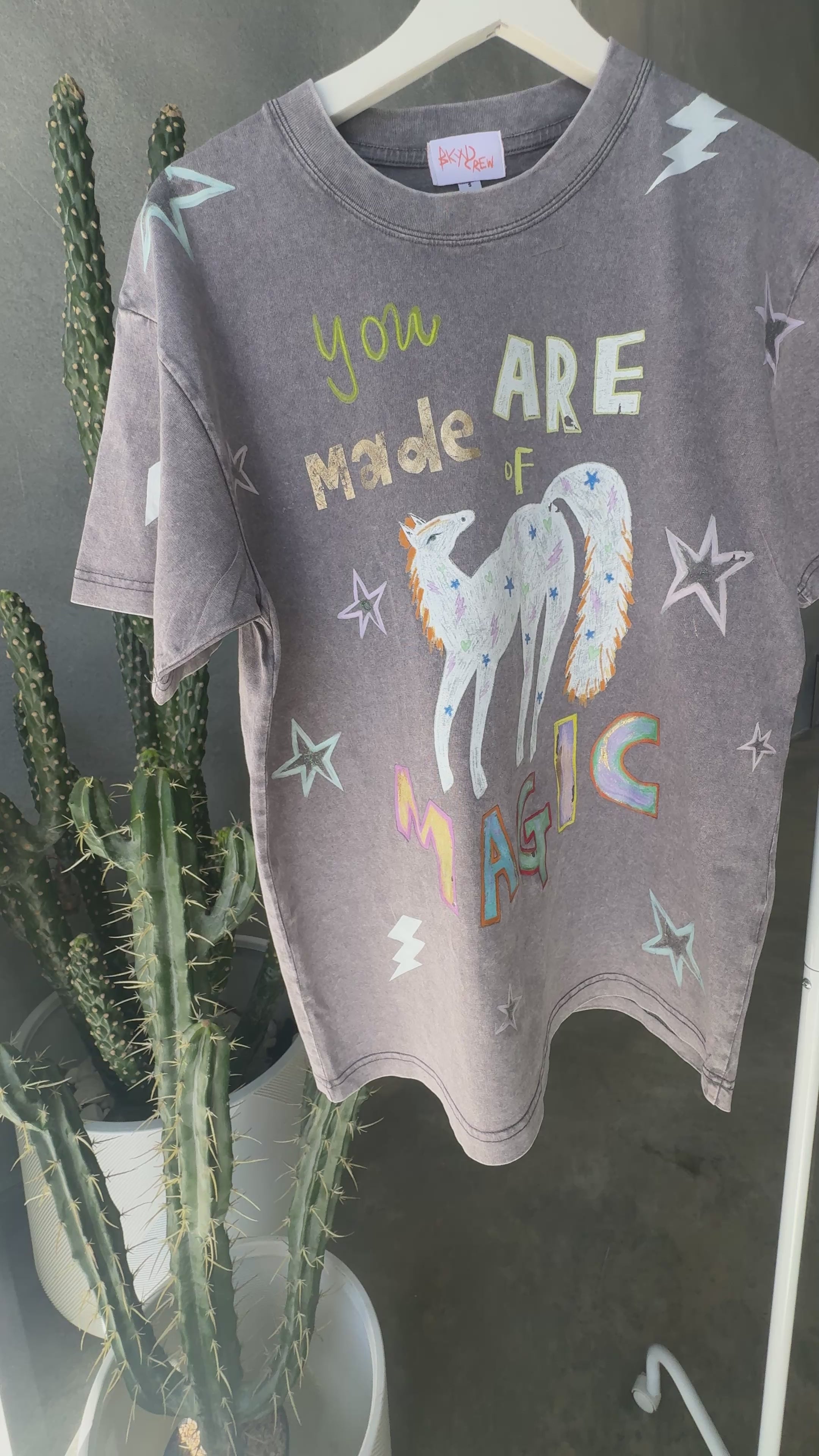 YOU ARE MADE OF MAGIC Acid Wash Grey Tee