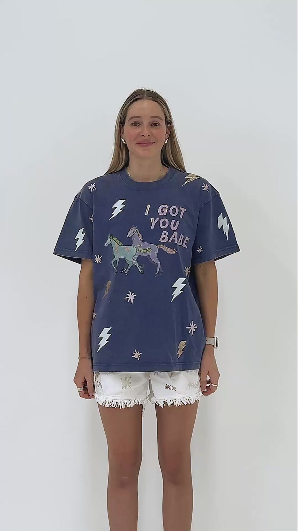 I GOT YOU Acid Wash Blue Tee