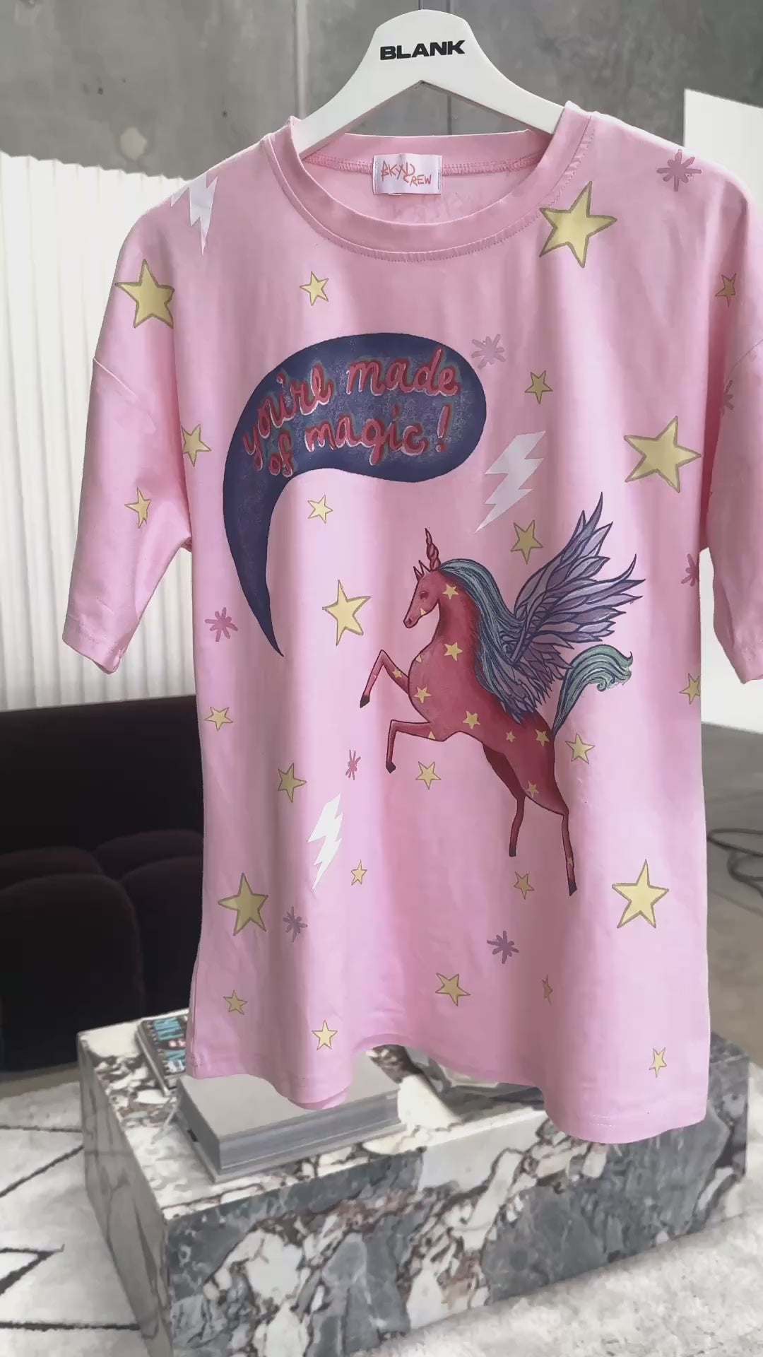 Unicorn Magic light pink oversized Tee
