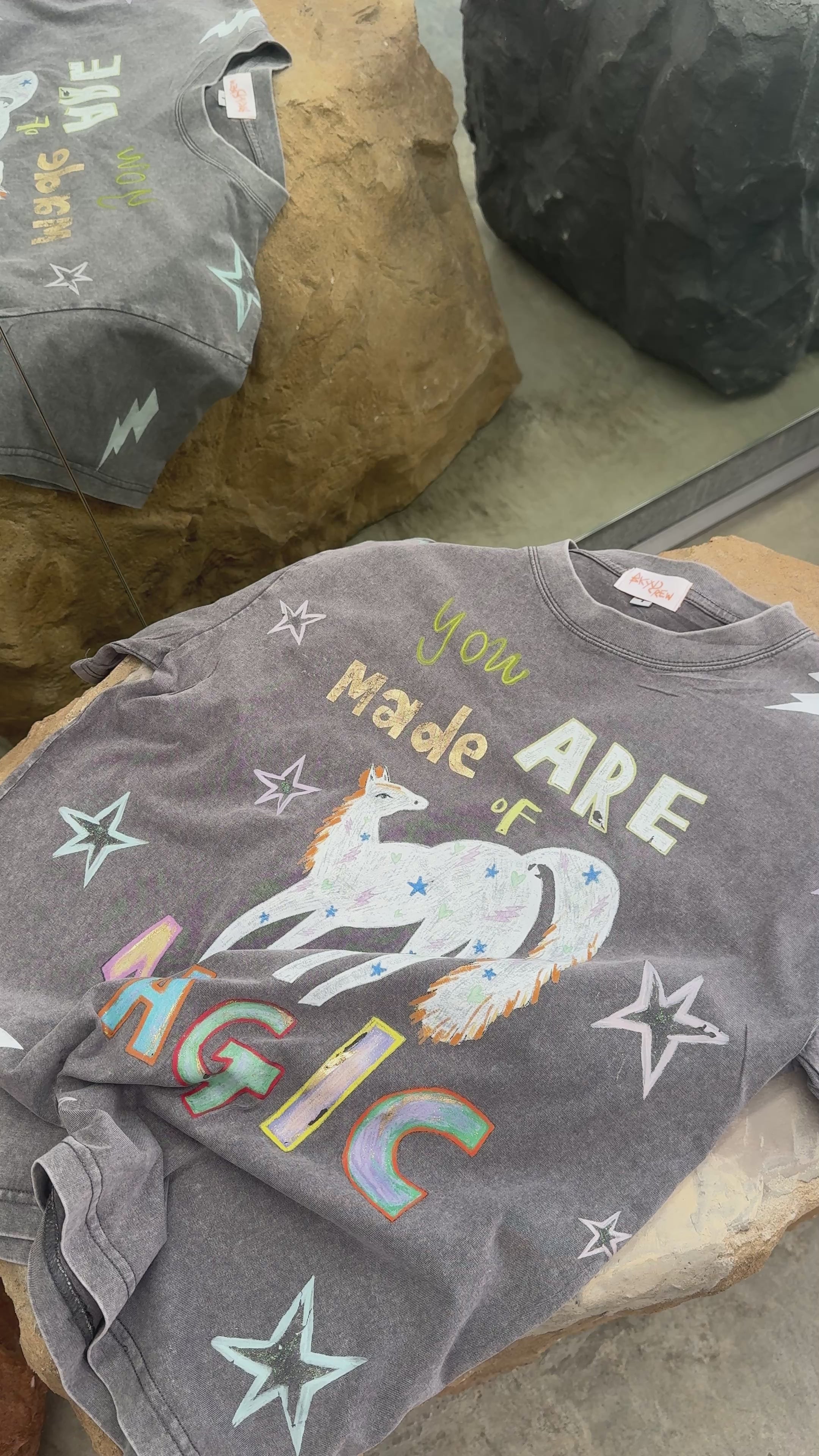 YOU ARE MADE OF MAGIC Acid Wash Grey Tee