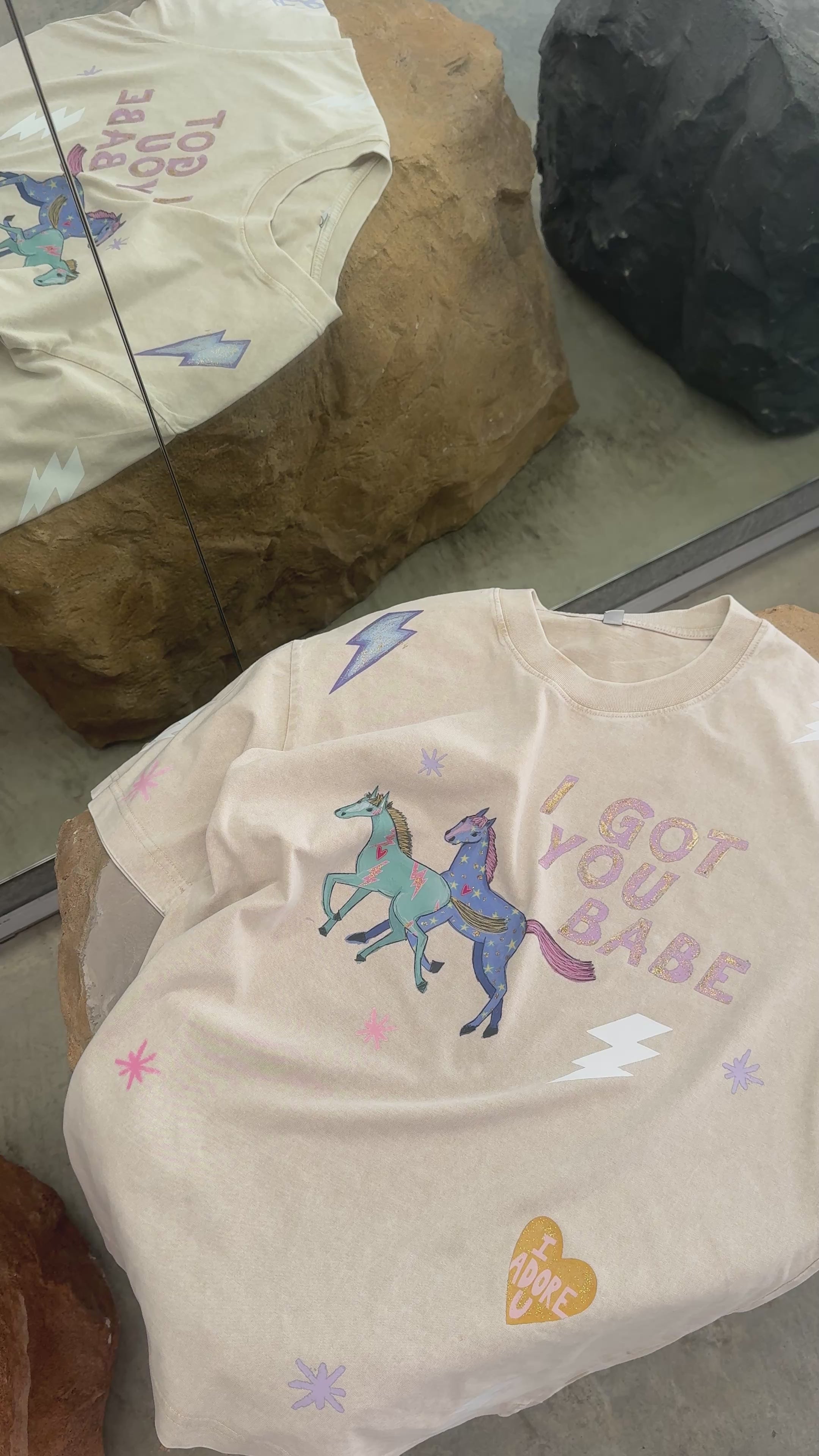 I GOT YOU BABE Ivory Acid Wash Tee