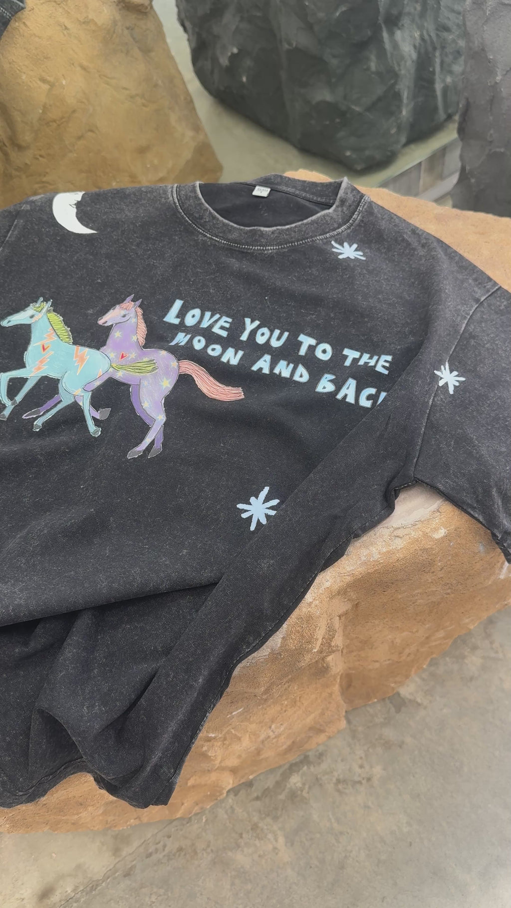 LOVE YOU TO THE 🌙 Acid Wash Tee