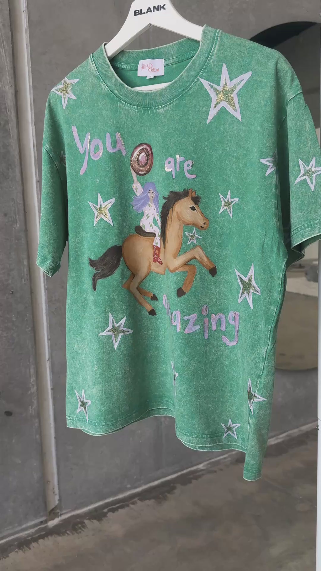 YOU ARE AMAZING Acid Wash Green Tee