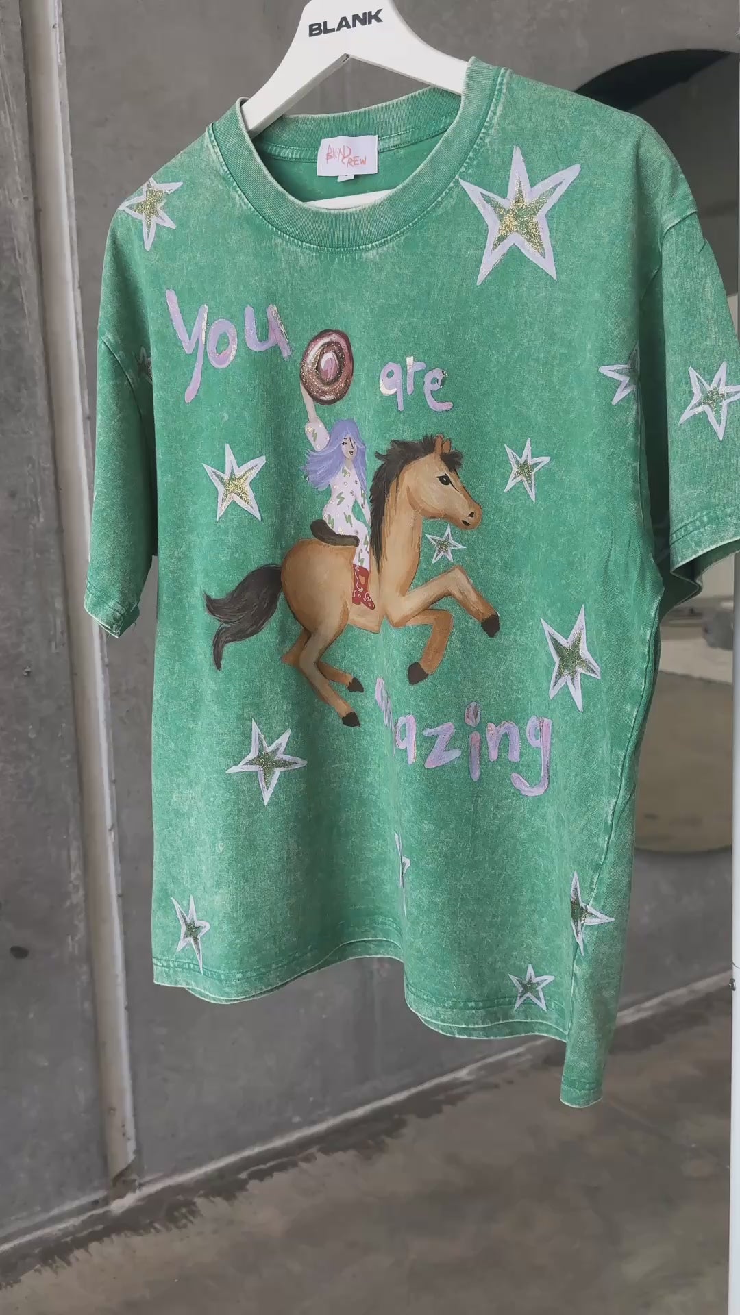 YOU ARE AMAZING Acid Wash Green Tee