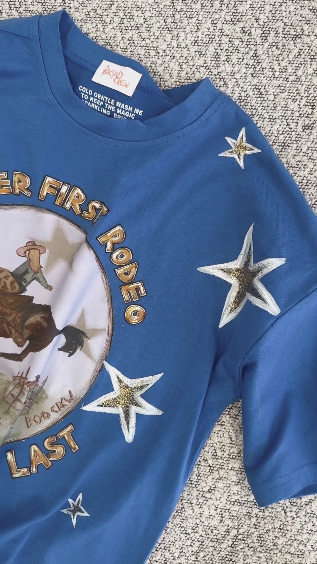 NOT HER FIRST RODEO Oversized Blue Tee