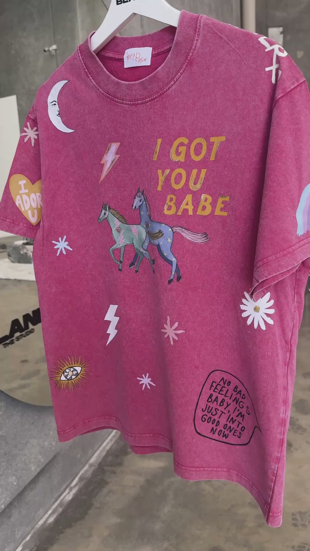 I GOT YOU BABE Pink Acid Wash Tee
