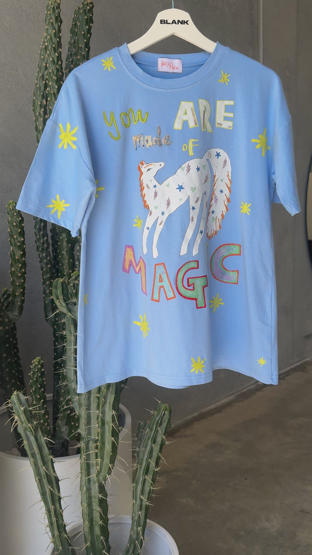 YOU ARE MADE OF MAGIC Oversized Light Blue Tee