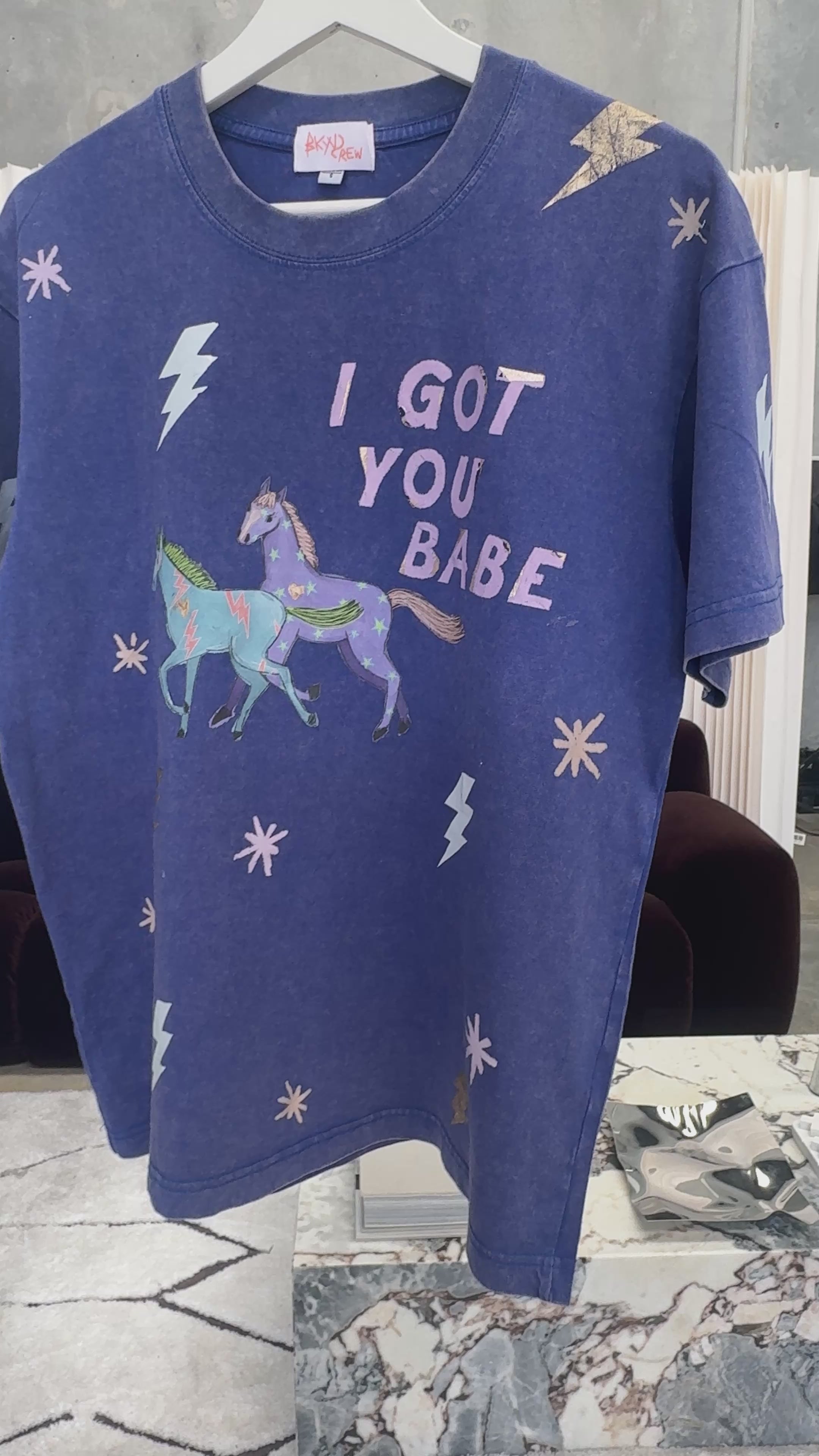 I GOT YOU Acid Wash Blue Tee