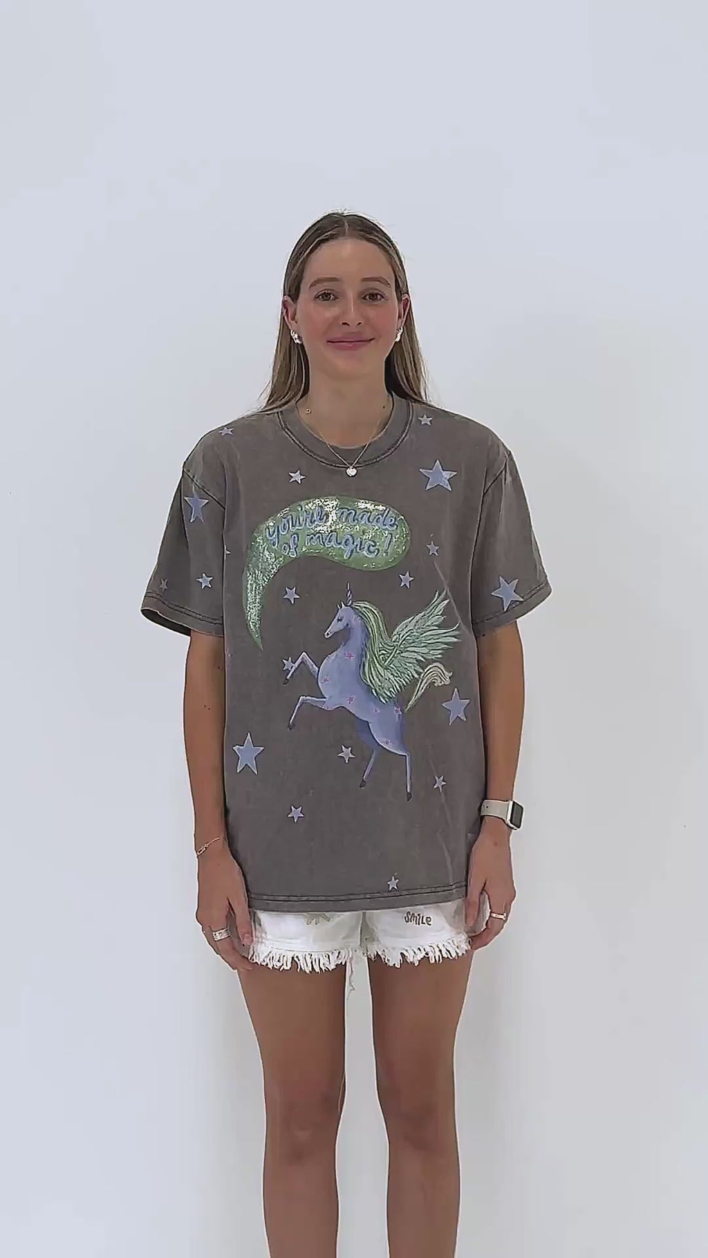 YOU’RE MADE OF MAGIC Acid Wash Grey Tee